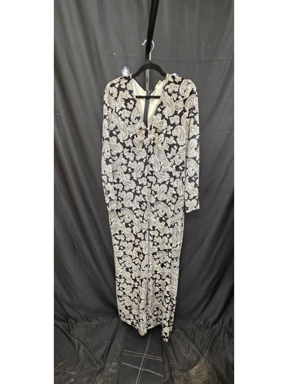 MICHAEL KORS PAISLEY‑PRINT VELVET JUMPSUIT BONE/BLACK PAISLEY XXL